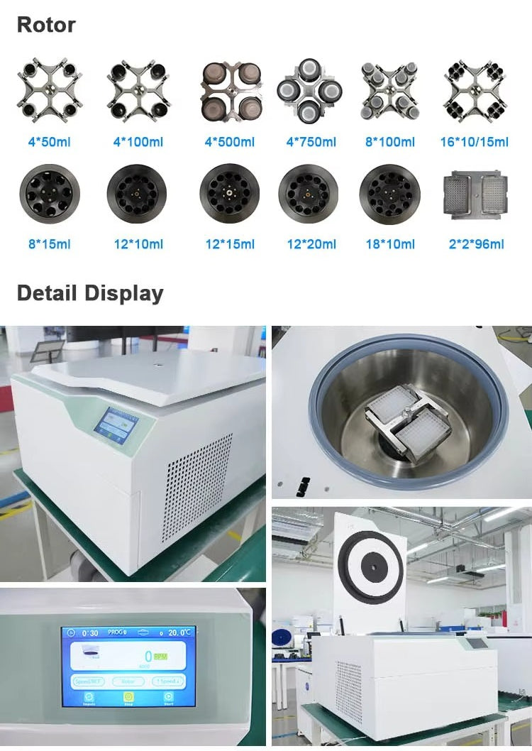 Table Top Low Speed Refrigerated Centrifuge 6000rpm with 5-inch LCD Touch Screen